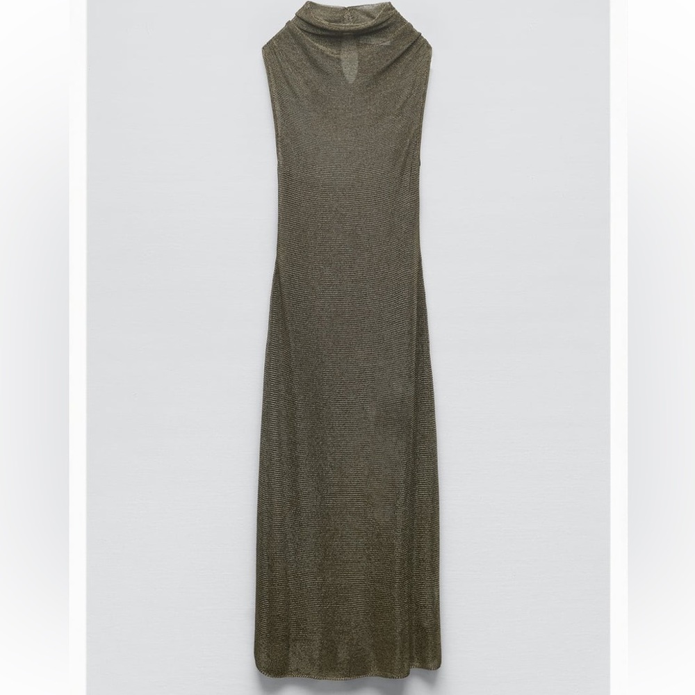 Zara Draped Mesh Knit Dress